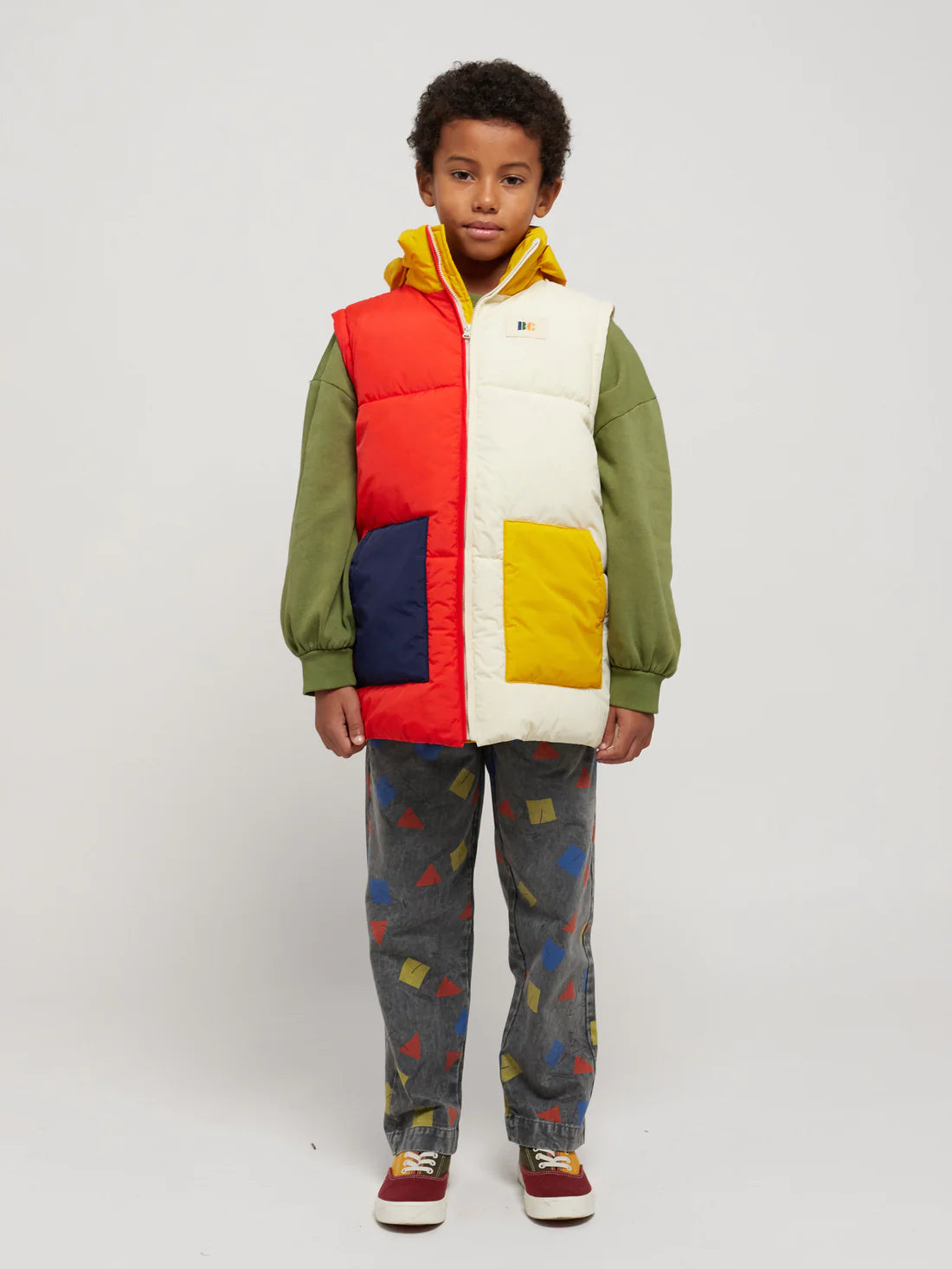 Bobo Choses - ciepła kurtka z odpinanymi rękawami Color Block anorak