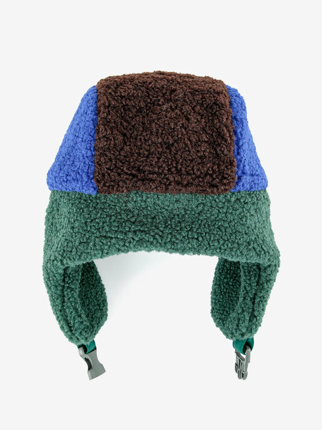Bobo Choses - pluszowa czapka uszatka Color Block Blue sheepskin chapka