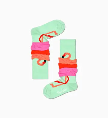 Podkolanówki z falbankami Happy Socks Flamingo