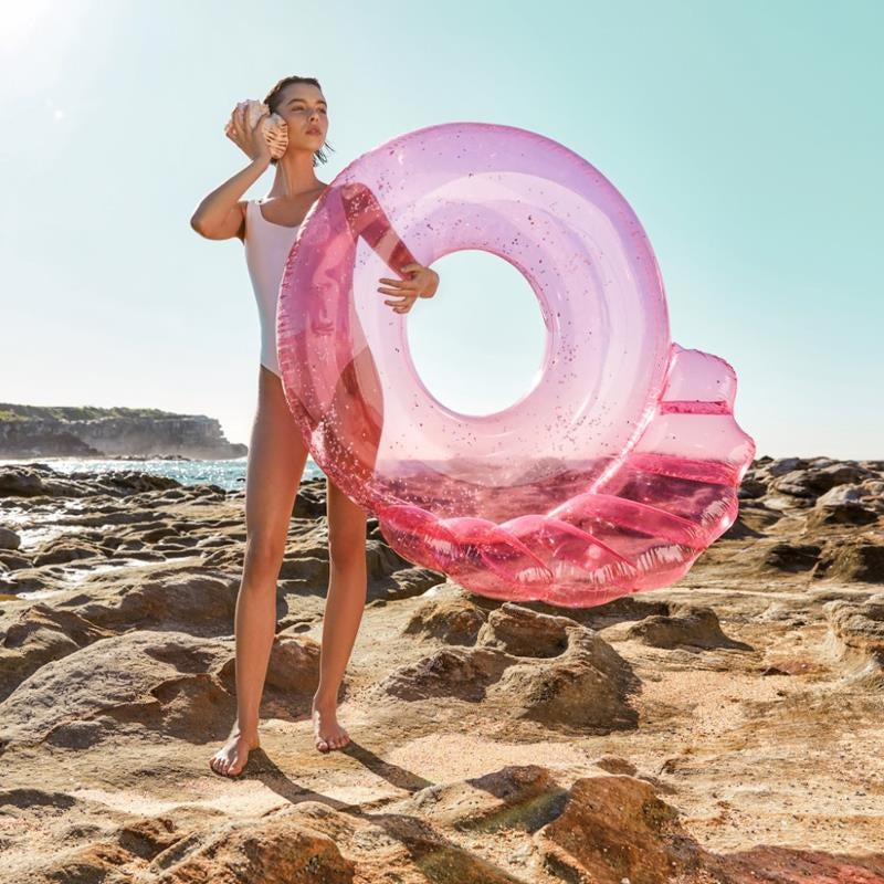 Sunnylife – Dmuchane koło do pływania Luxe - Shell Bubblegum