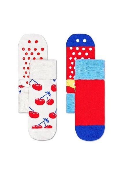 2-balení Cherry Anti-Slip Happy Socks ponožek